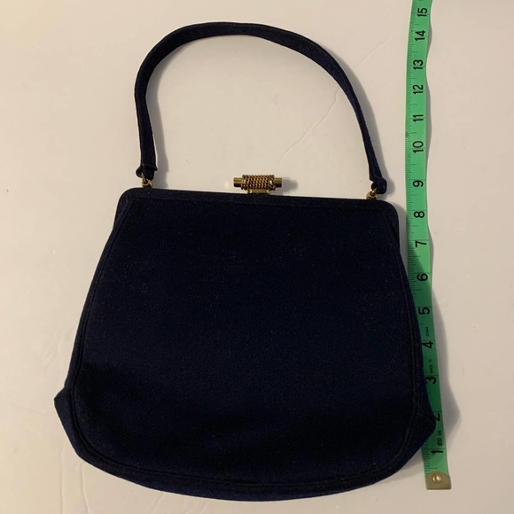 MALAMA Vintage 1940's Felted Wool Handbag/Purse Dark Midnight Blue - Picture 11 of 11
